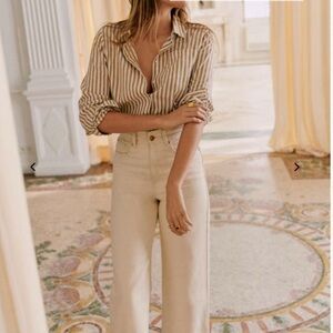 Sezane Le Crop Jeans in Mottled Ecru